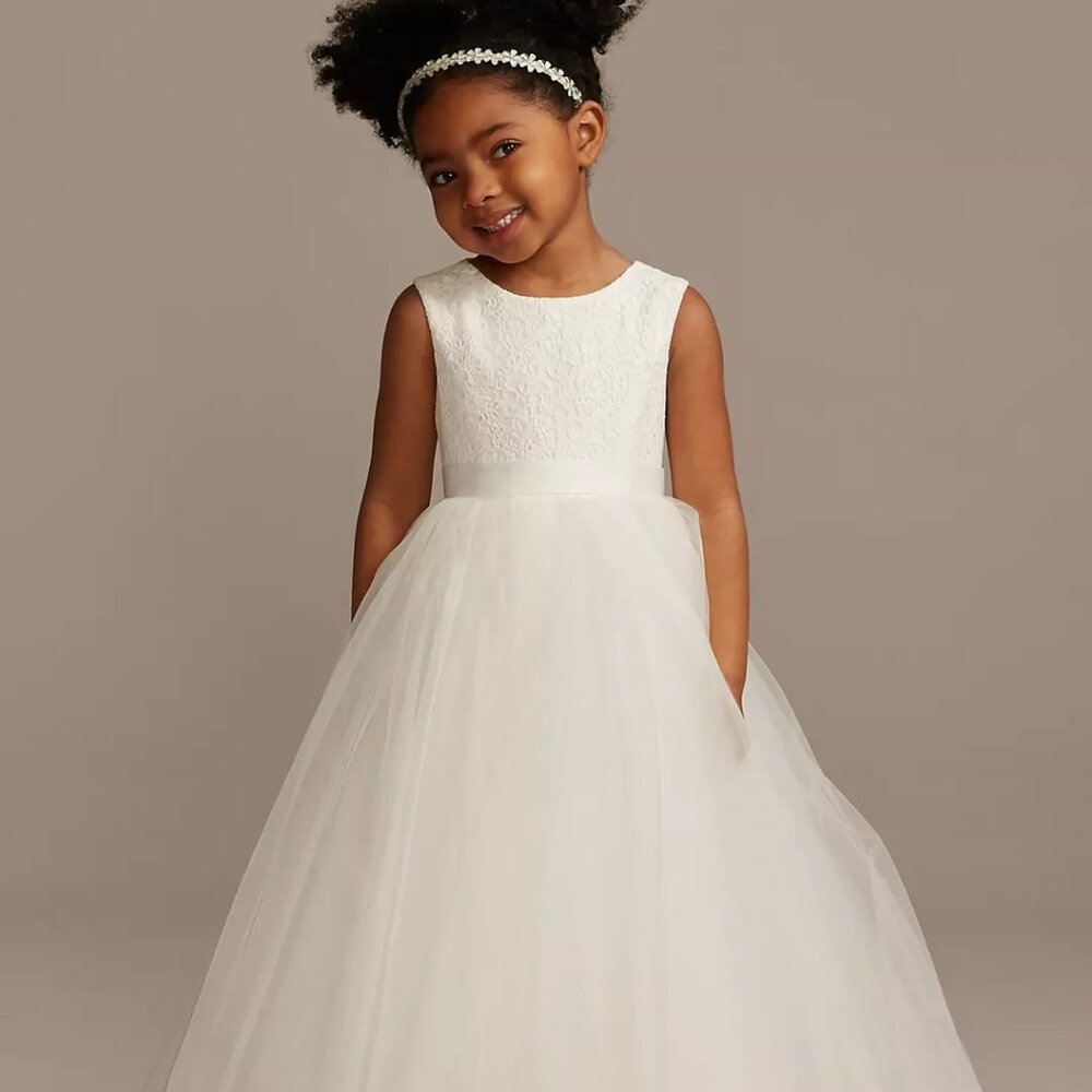 Flower Girl Cupcake Dress Ball Gown with Heart Cutout - David's Bridal